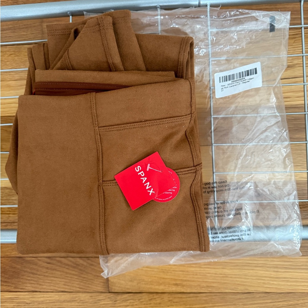 SPANX High-Waist Faux Suede Leggings (Rich Caramel)